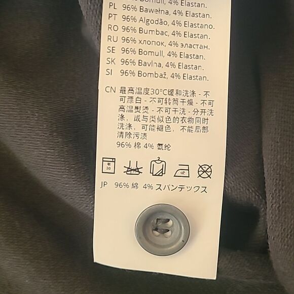 Ischiko Pullover Cotton Stretch Button-Back Lagen Look Top Charcoal Gray Size M - Picture 12 of 13